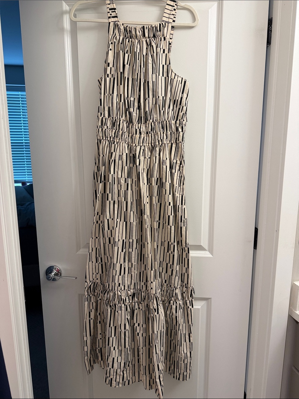 Anthropologie Black & Cream Patterned Maxi Dress